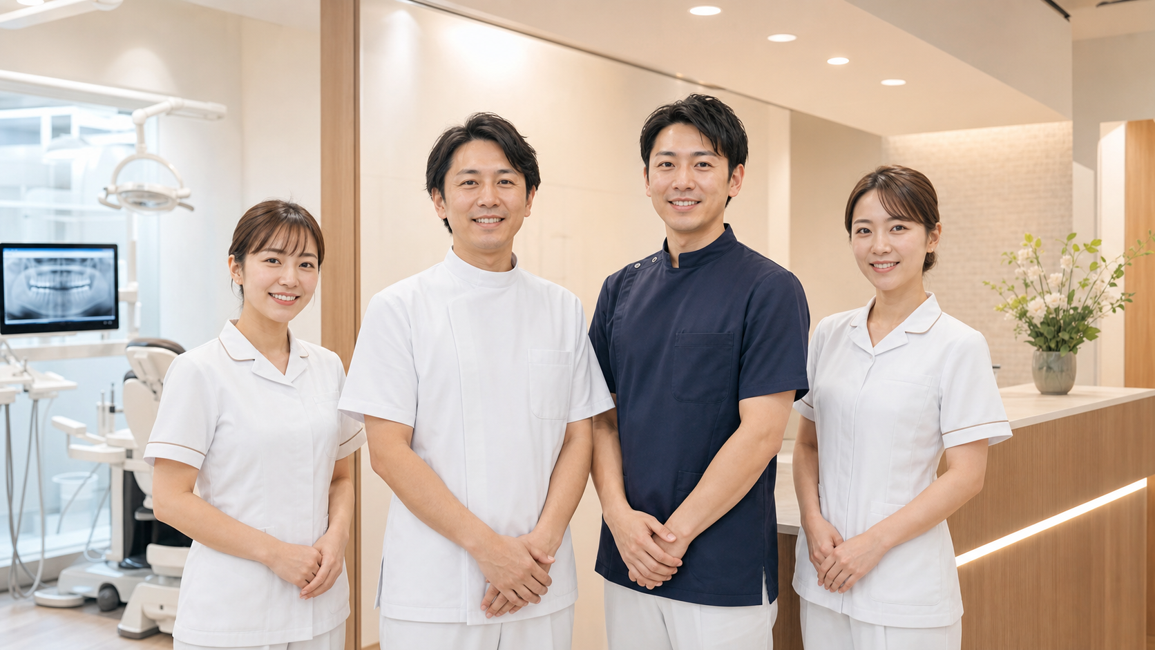 歯科医師が画像資料を使って説明している様子